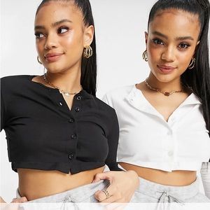 2 PACK BUTTON FRONT LONG SLEEVE
CROP TOP